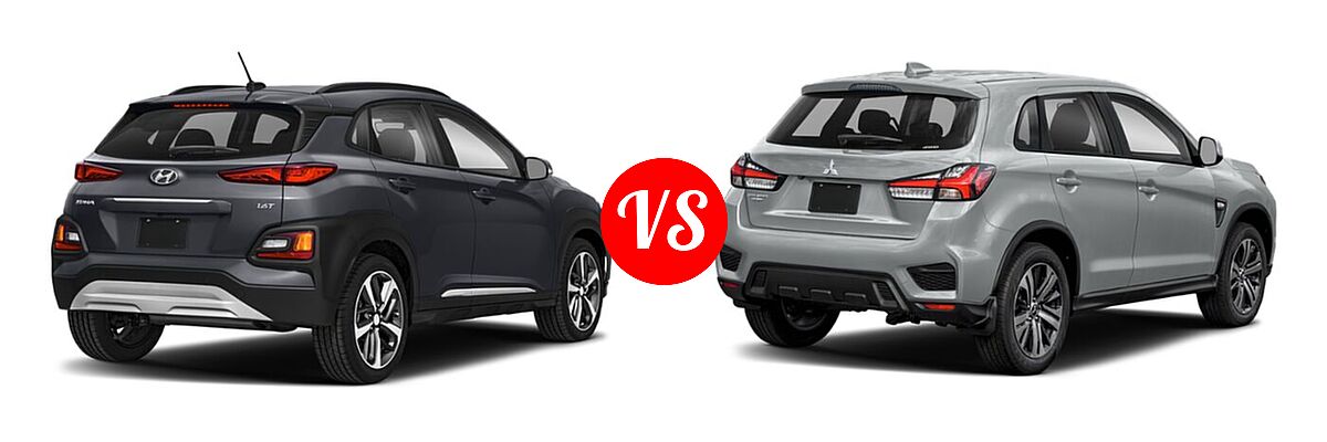 2021 Hyundai Kona SUV Limited / Ultimate vs. 2021 Mitsubishi Outlander Sport SUV S - Rear Right Comparison