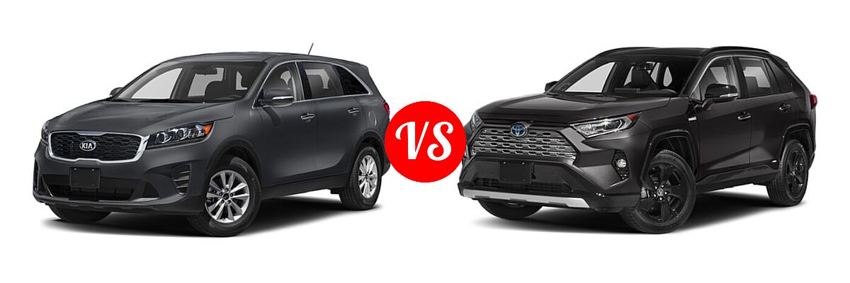 2020 Kia Sorento SUV LX V6 vs. 2020 Toyota RAV4 Hybrid SUV Hybrid XSE - Front Left Comparison