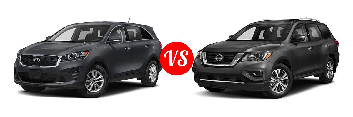 2020 Kia Sorento SUV LX V6 vs. 2020 Nissan Pathfinder SUV S - Front Left Comparison