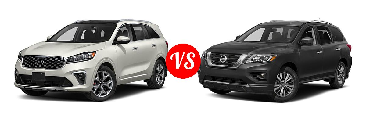 2020 Kia Sorento SUV SX V6 vs. 2020 Nissan Pathfinder SUV SL / SV - Front Left Comparison