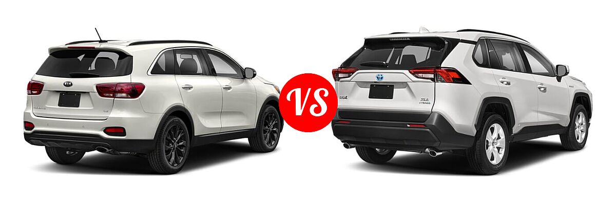 2020 Kia Sorento SUV L / LX vs. 2020 Toyota RAV4 Hybrid SUV Hybrid XLE - Rear Right Comparison