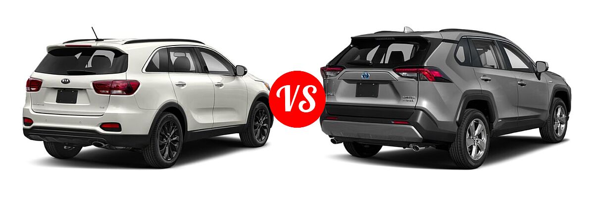 2020 Kia Sorento SUV L / LX vs. 2020 Toyota RAV4 Hybrid SUV Hybrid Limited - Rear Right Comparison