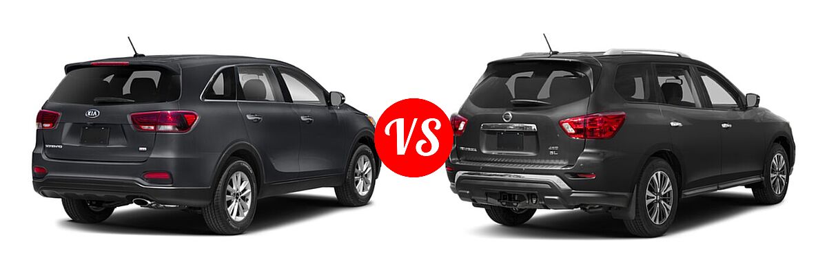 2020 Kia Sorento SUV LX V6 vs. 2020 Nissan Pathfinder SUV SL / SV - Rear Right Comparison