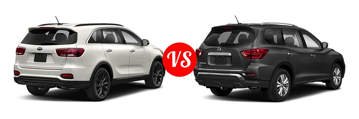 2020 Kia Sorento SUV S V6 vs. 2020 Nissan Pathfinder SUV S - Rear Right Comparison