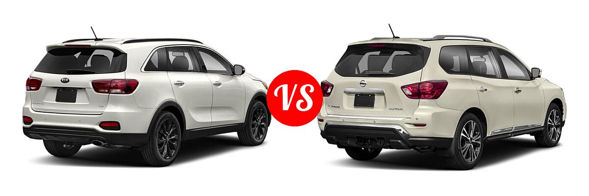 2020 Kia Sorento SUV S V6 vs. 2020 Nissan Pathfinder SUV Platinum - Rear Right Comparison