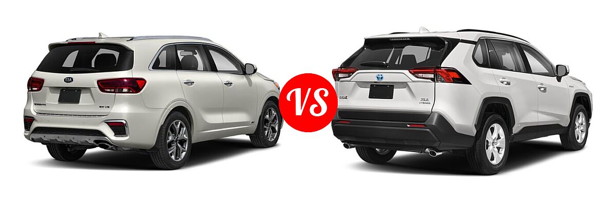2020 Kia Sorento SUV SX V6 vs. 2020 Toyota RAV4 Hybrid SUV Hybrid XLE - Rear Right Comparison