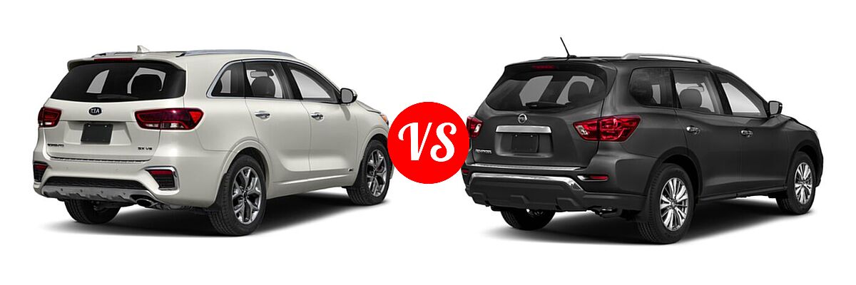 2020 Kia Sorento SUV SX V6 vs. 2020 Nissan Pathfinder SUV S - Rear Right Comparison