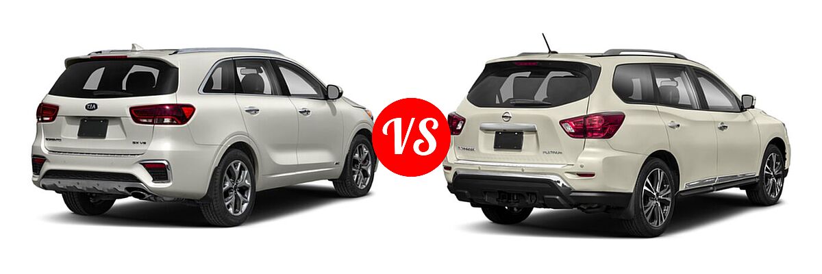 2020 Kia Sorento SUV SX V6 vs. 2020 Nissan Pathfinder SUV Platinum - Rear Right Comparison