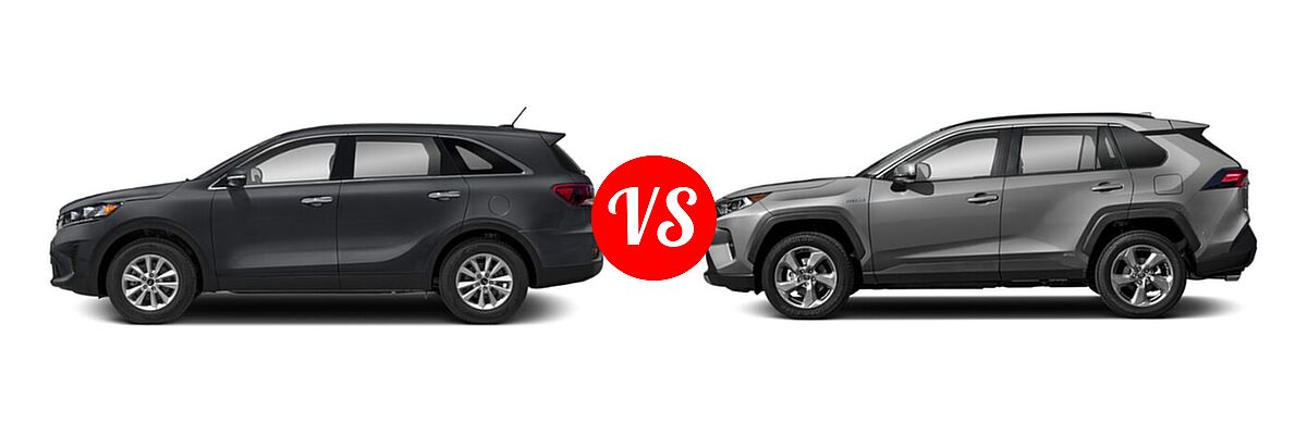 2020 Kia Sorento SUV LX V6 vs. 2020 Toyota RAV4 Hybrid SUV Hybrid Limited - Side Comparison