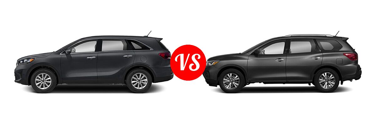 2020 Kia Sorento SUV LX V6 vs. 2020 Nissan Pathfinder SUV S - Side Comparison
