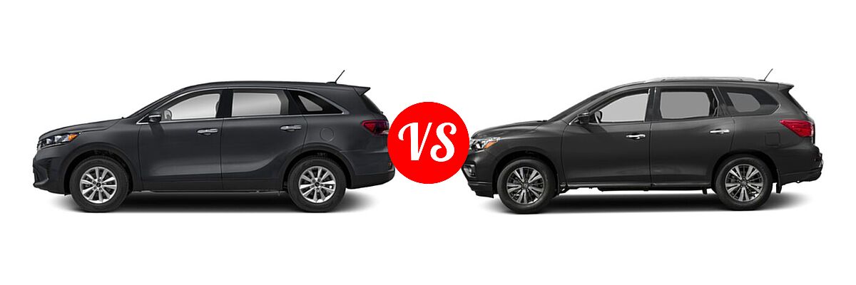 2020 Kia Sorento SUV LX V6 vs. 2020 Nissan Pathfinder SUV SL / SV - Side Comparison
