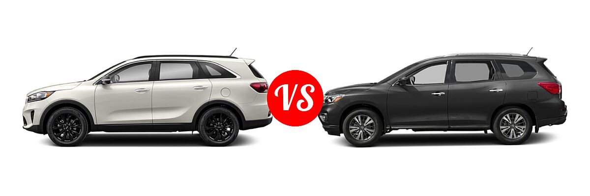 2020 Kia Sorento SUV S V6 vs. 2020 Nissan Pathfinder SUV SL / SV - Side Comparison