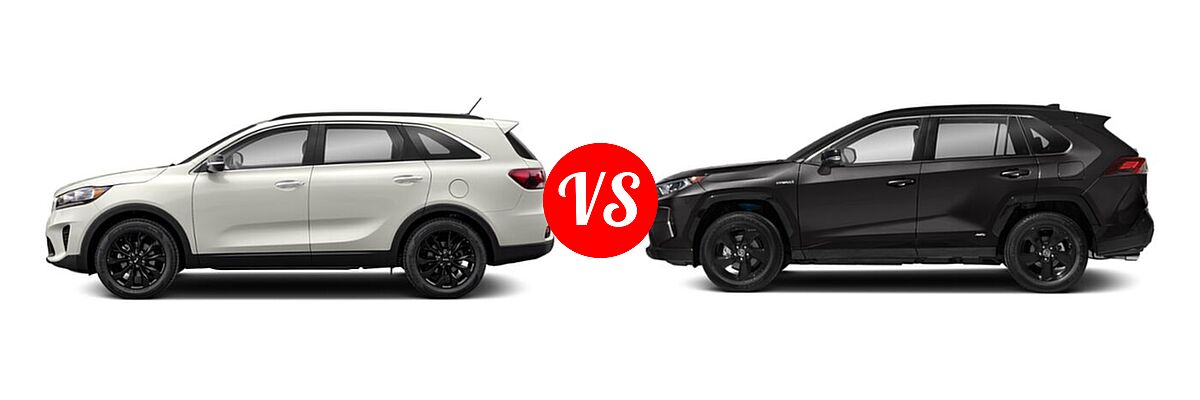 2020 Kia Sorento SUV EX V6 vs. 2020 Toyota RAV4 Hybrid SUV Hybrid XSE - Side Comparison
