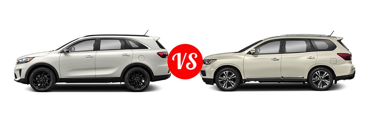 2020 Kia Sorento SUV EX V6 vs. 2020 Nissan Pathfinder SUV Platinum - Side Comparison