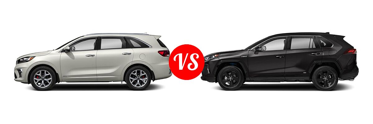 2020 Kia Sorento SUV SX V6 vs. 2020 Toyota RAV4 Hybrid SUV Hybrid XSE - Side Comparison