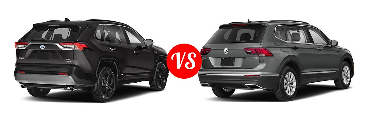 2020 Toyota RAV4 Hybrid SUV Hybrid XSE vs. 2020 Volkswagen Tiguan SUV S / SE / SEL - Rear Right Comparison