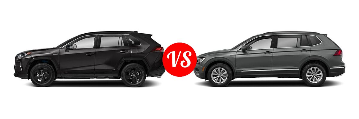 2020 Toyota RAV4 Hybrid SUV Hybrid XSE vs. 2020 Volkswagen Tiguan SUV S / SE / SEL - Side Comparison