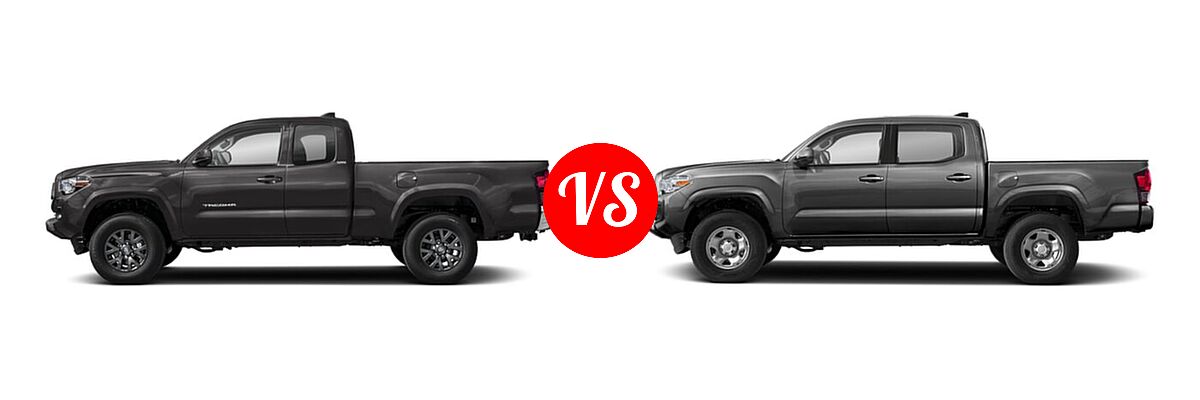 2021 Toyota Tacoma 2WD Pickup SR5 / TRD Sport vs. 2022 Toyota Tacoma Pickup Limited / SR - Side Comparison