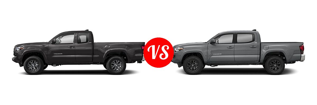 2021 Toyota Tacoma 2WD Pickup SR5 / TRD Sport vs. 2022 Toyota Tacoma Pickup SR5 - Side Comparison