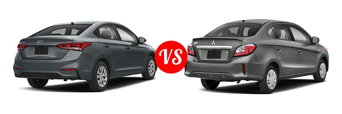 2021 Hyundai Accent Sedan SE vs. 2021 Mitsubishi Mirage G4 Sedan Carbonite Edition / ES / LE / SE - Rear Right Comparison