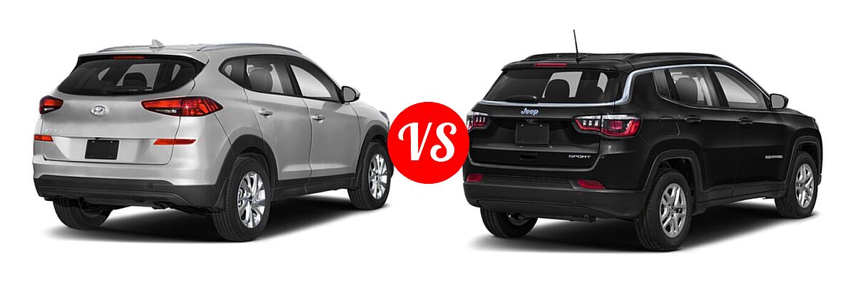 2021 Hyundai Tucson SUV SE / Value vs. 2021 Jeep Compass SUV 80th Anniversary / Altitude / Latitude / Limited / Sport - Rear Right Comparison