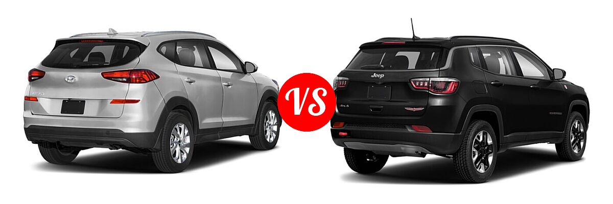 2021 Hyundai Tucson SUV SE / Value vs. 2021 Jeep Compass SUV Trailhawk - Rear Right Comparison