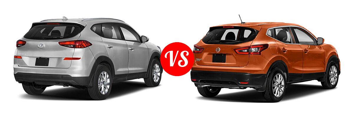 2021 Hyundai Tucson SUV SE / Value vs. 2021 Nissan Rogue Sport SUV S / SV - Rear Right Comparison