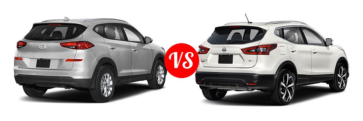 2021 Hyundai Tucson SUV SE / Value vs. 2021 Nissan Rogue Sport SUV SL - Rear Right Comparison