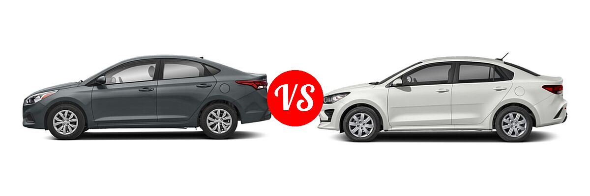 2021 Hyundai Accent Sedan SE vs. 2021 Kia Rio Sedan LX - Side Comparison
