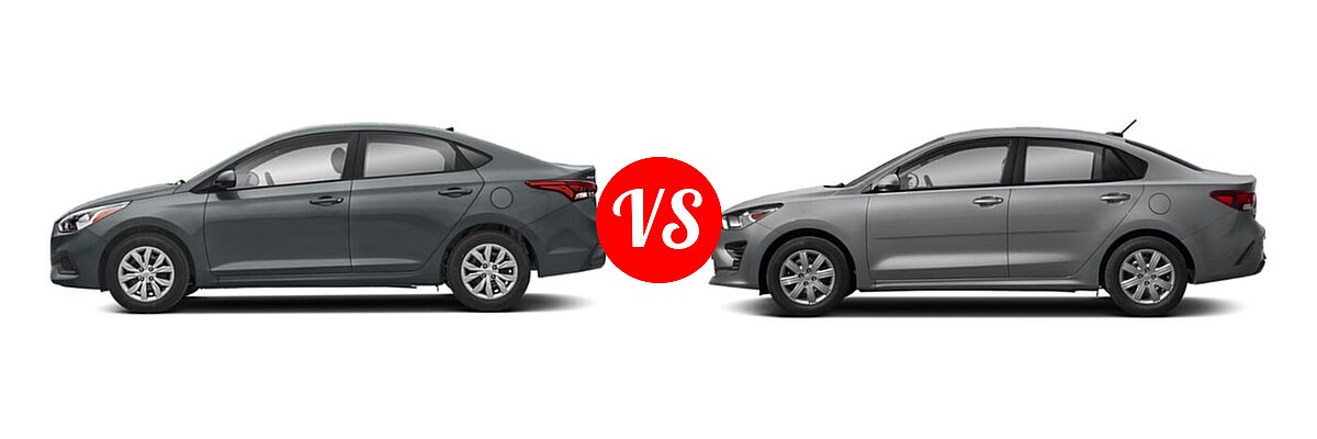 2021 Hyundai Accent Sedan SE vs. 2021 Kia Rio Sedan S - Side Comparison