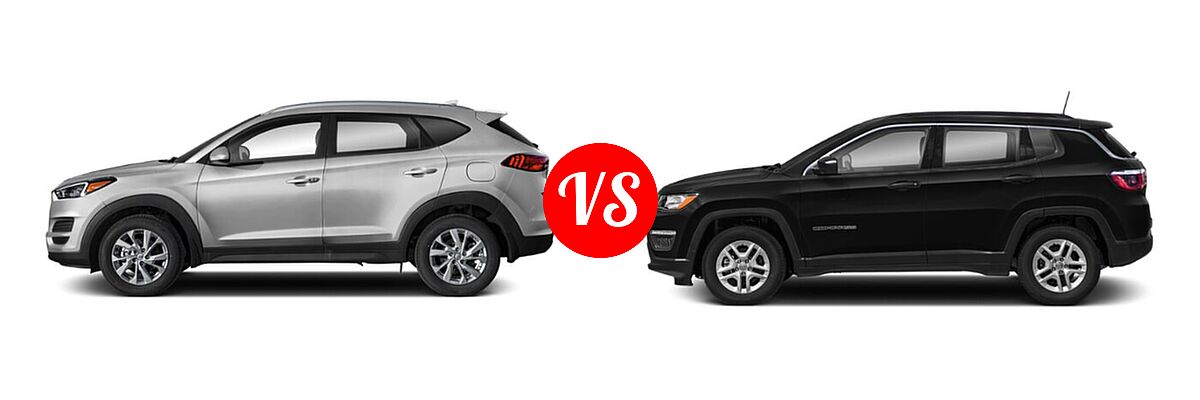 2021 Hyundai Tucson SUV SE / Value vs. 2021 Jeep Compass SUV 80th Anniversary / Altitude / Latitude / Limited / Sport - Side Comparison