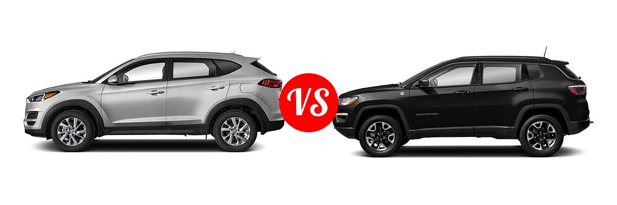 2021 Hyundai Tucson SUV SE / Value vs. 2021 Jeep Compass SUV Trailhawk - Side Comparison