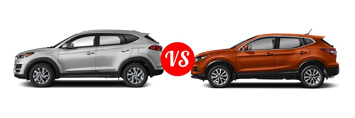 2021 Hyundai Tucson SUV SE / Value vs. 2021 Nissan Rogue Sport SUV S / SV - Side Comparison
