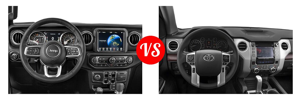2021 Jeep Gladiator Pickup High Altitude / Overland vs. 2021 Toyota Tundra 2WD Pickup Limited - Dashboard Comparison