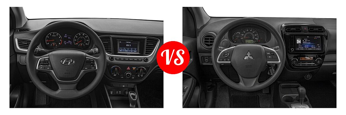 2021 Hyundai Accent Sedan SE vs. 2021 Mitsubishi Mirage G4 Sedan Carbonite Edition / ES / LE / SE - Dashboard Comparison