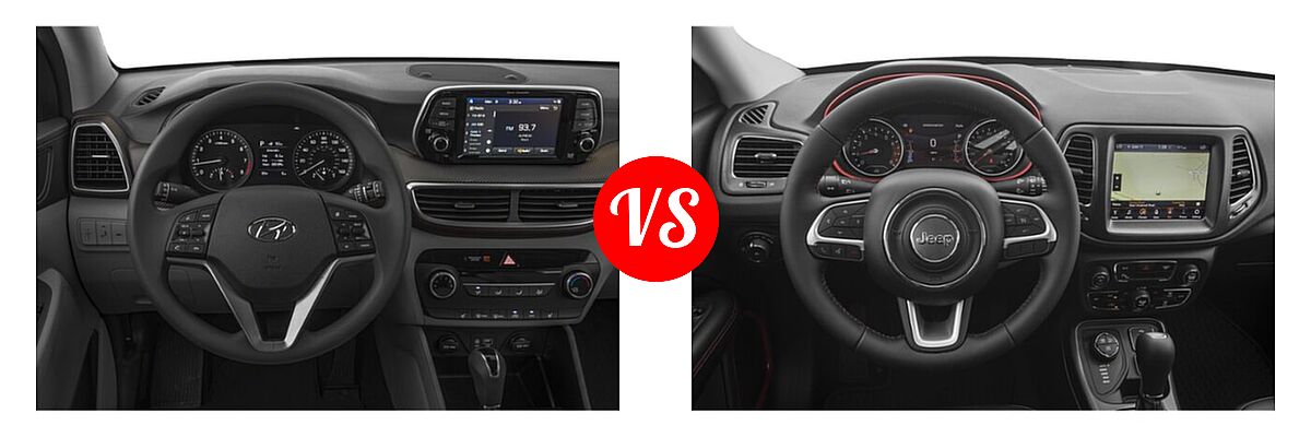 2021 Hyundai Tucson SUV SE / Value vs. 2021 Jeep Compass SUV Trailhawk - Dashboard Comparison