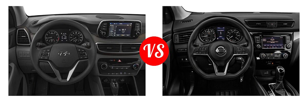 2021 Hyundai Tucson SUV SE / Value vs. 2021 Nissan Rogue Sport SUV S / SV - Dashboard Comparison