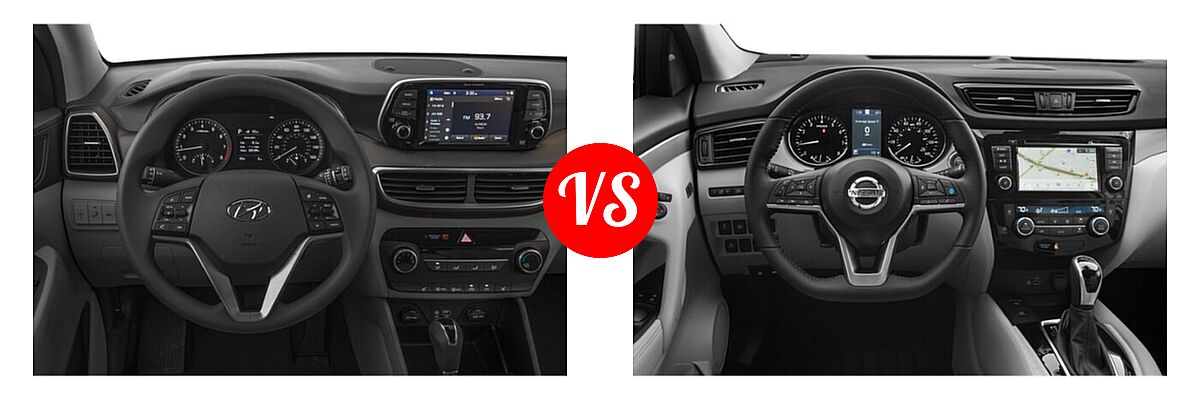 2021 Hyundai Tucson SUV SE / Value vs. 2021 Nissan Rogue Sport SUV SL - Dashboard Comparison