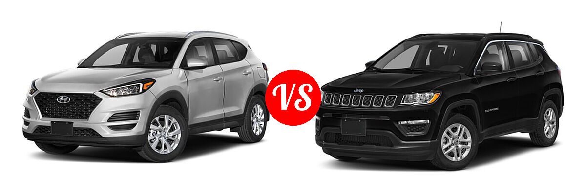 2021 Hyundai Tucson SUV SE / Value vs. 2021 Jeep Compass SUV 80th Anniversary / Altitude / Latitude / Limited / Sport - Front Left Comparison
