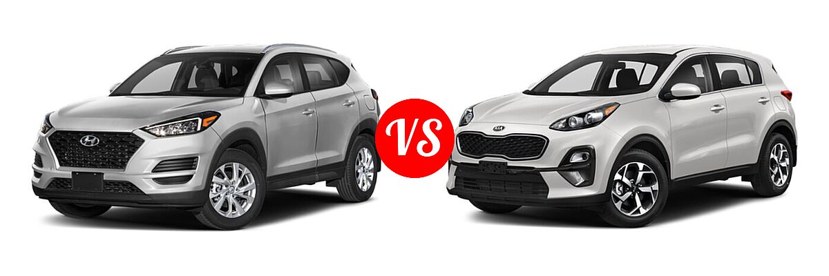 2021 Hyundai Tucson SUV SE / Value vs. 2021 Kia Sportage SUV EX / LX / S / SX Turbo - Front Left Comparison