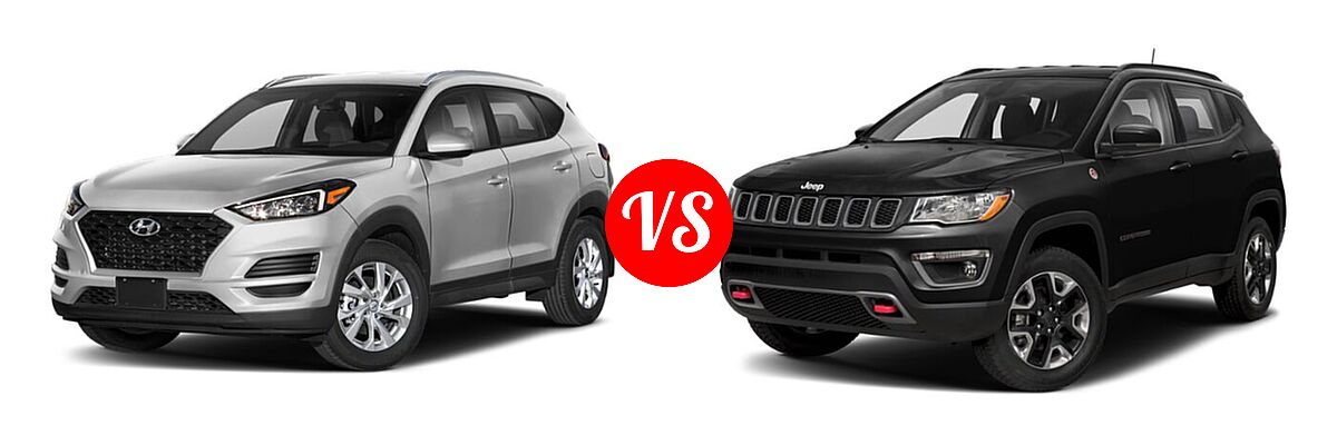 2021 Hyundai Tucson SUV SE / Value vs. 2021 Jeep Compass SUV Trailhawk - Front Left Comparison