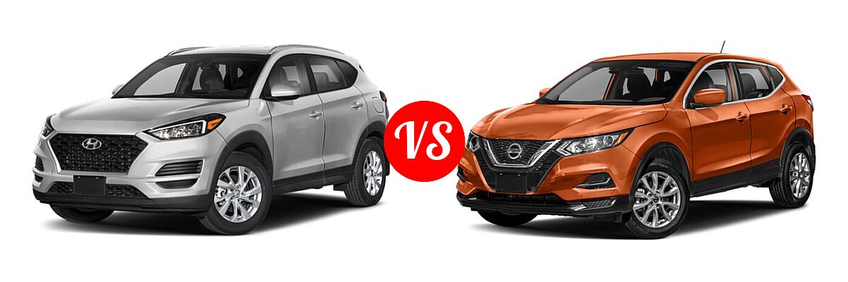 2021 Hyundai Tucson SUV SE / Value vs. 2021 Nissan Rogue Sport SUV S / SV - Front Left Comparison