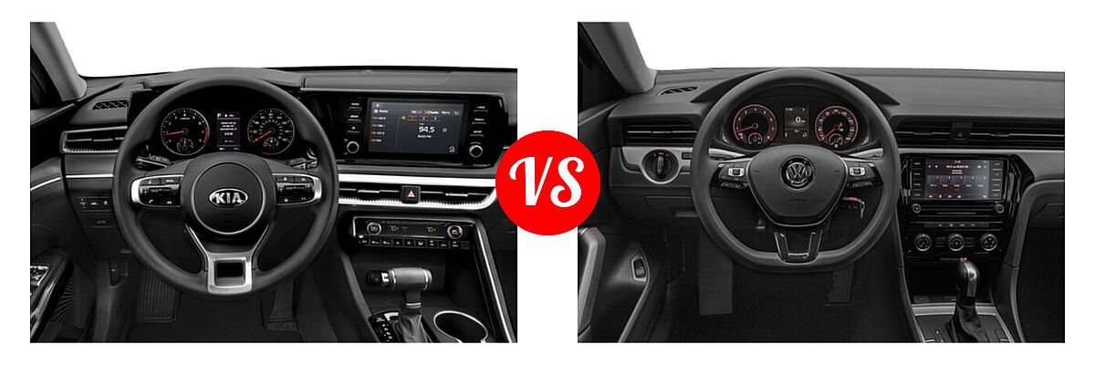 2021 Kia K5 Sedan GT / LX / LXS vs. 2021 Volkswagen Passat Sedan 2.0T S / 2.0T SE - Dashboard Comparison