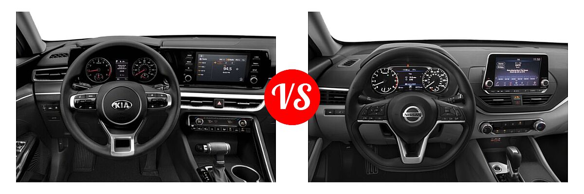 2021 Kia K5 Sedan GT / LX / LXS vs. 2021 Nissan Altima Sedan 2.5 S - Dashboard Comparison