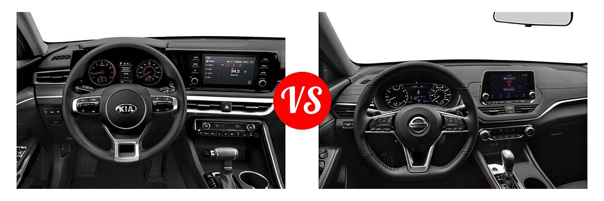 2021 Kia K5 Sedan GT / LX / LXS vs. 2021 Nissan Altima Sedan 2.0 SR / 2.5 SR - Dashboard Comparison