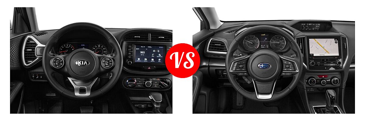 2021 Kia Soul Hatchback LX / S / Turbo / X-Line vs. 2021 Subaru Impreza Hatchback Limited - Dashboard Comparison