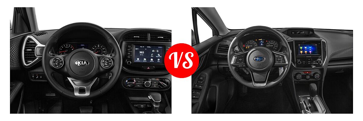 2021 Kia Soul Hatchback LX / S / Turbo / X-Line vs. 2021 Subaru Impreza Hatchback 5-door CVT / 5-door Manual / Premium - Dashboard Comparison