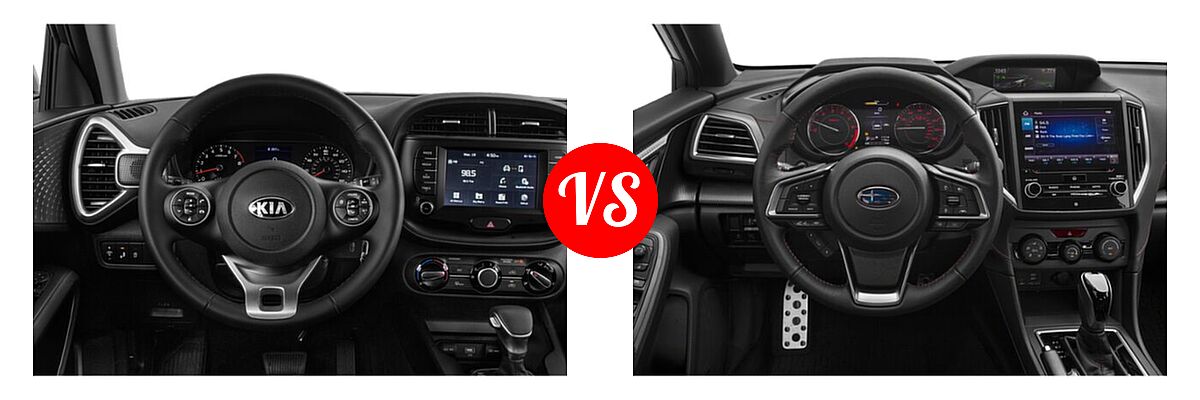 2021 Kia Soul Hatchback LX / S / Turbo / X-Line vs. 2021 Subaru Impreza Hatchback Sport - Dashboard Comparison