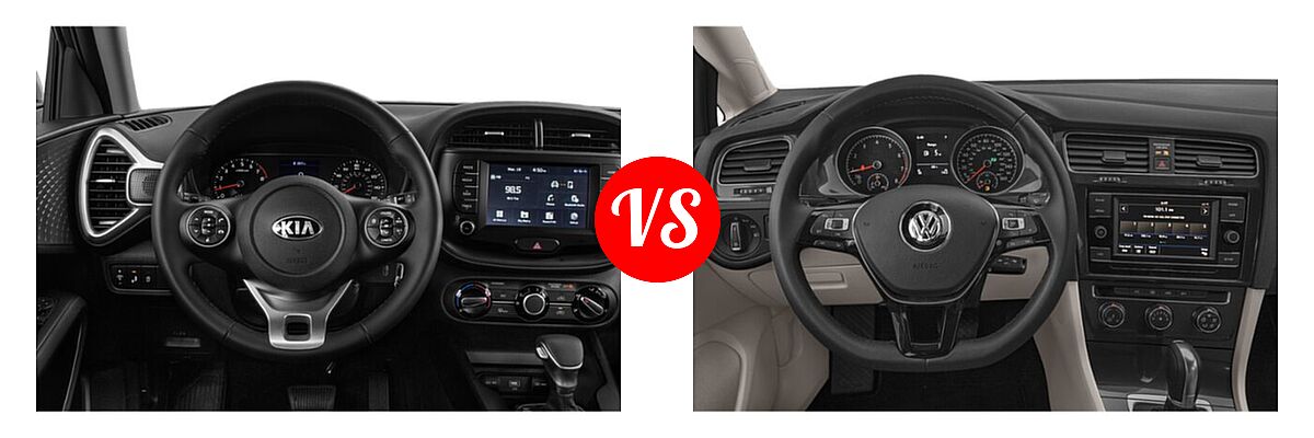 2021 Kia Soul Hatchback LX / S / Turbo / X-Line vs. 2021 Volkswagen Golf Hatchback TSI - Dashboard Comparison