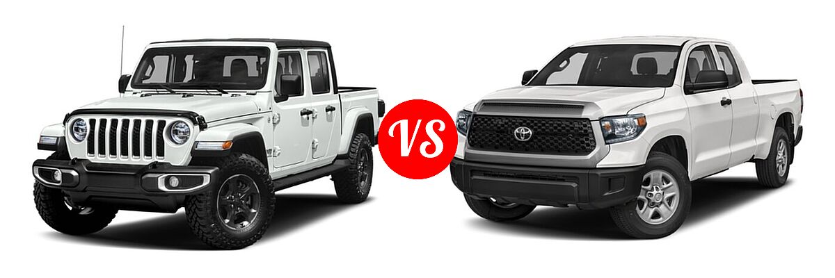 2021 Jeep Gladiator Pickup High Altitude / Overland vs. 2021 Toyota Tundra 2WD Pickup SR - Front Left Comparison